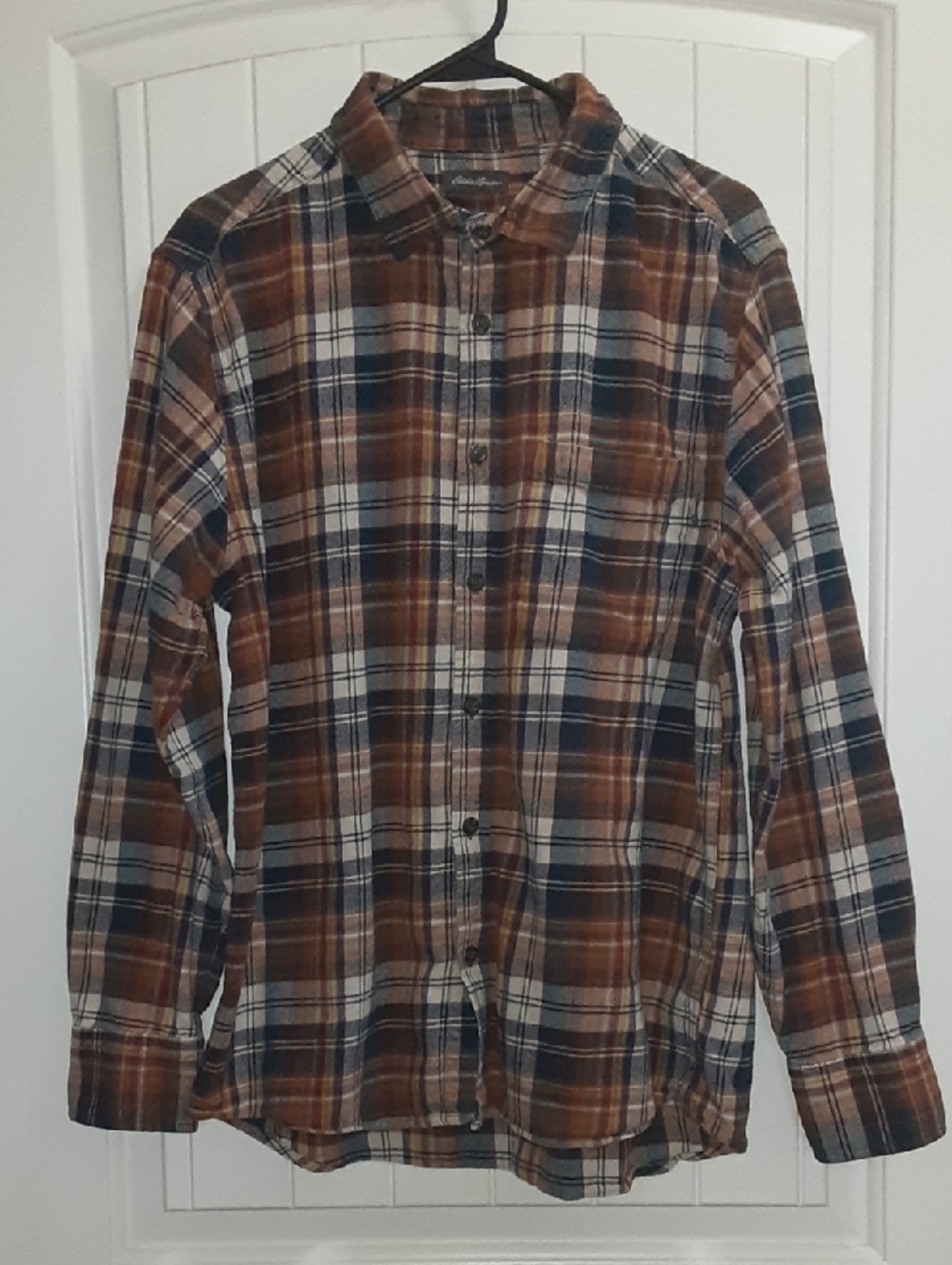 Eddie Bauer Men's Bristol Plaid Flannel Shirt Size L Brown Checked Fall 2020